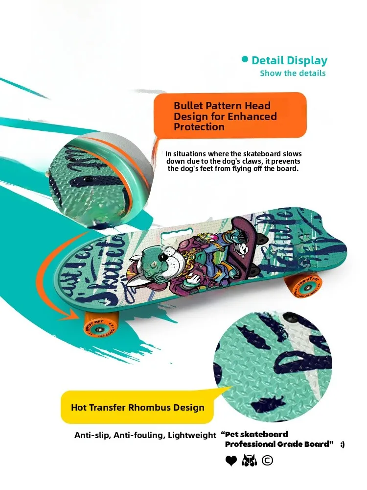 Torist Pet Skateboard Profional Adjustable Land Surfing Board for Engli Bulldog Corgi Dogs Pet Toy Dog Toys