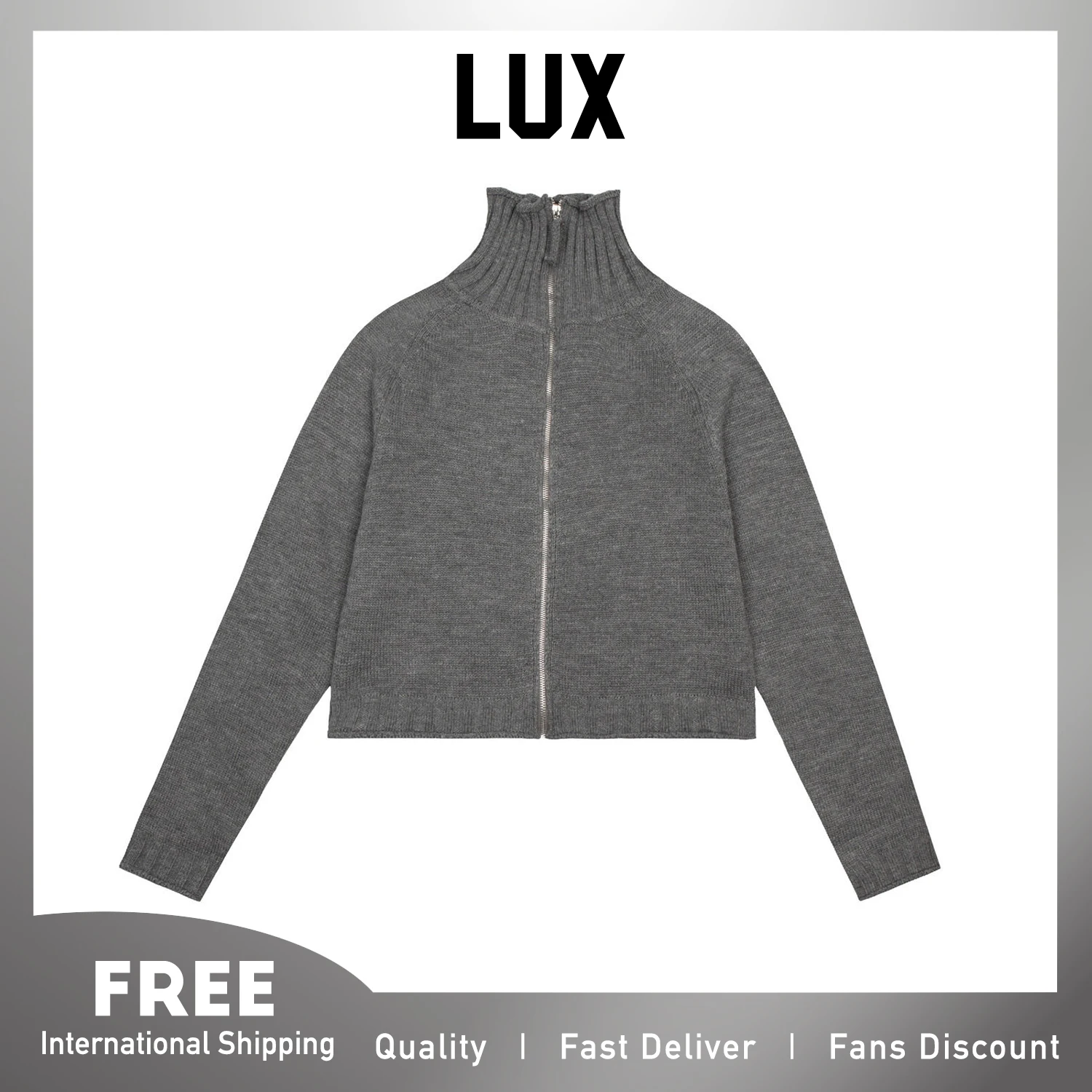 

Lux Fall Winter Knit Wear Turtle Neck Zipper Sweater Cardigan for Women Men Unisex Fashipn Clothing Korea Designer Brand
