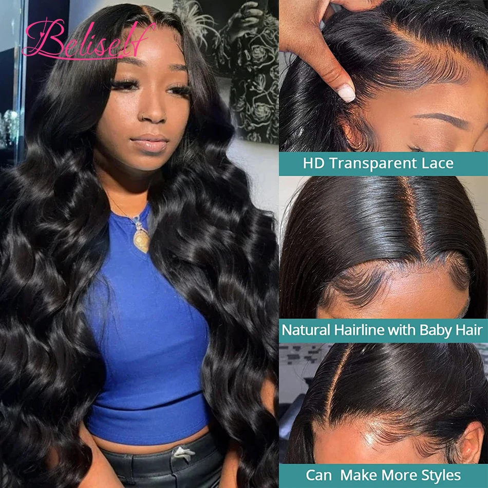 5x5 HD Lace Closure Wig Brazilian Body Wave Human Hair Closure Wigs Pre Plucked 4x4 Lace Wigs for Women Human Hair Beliself