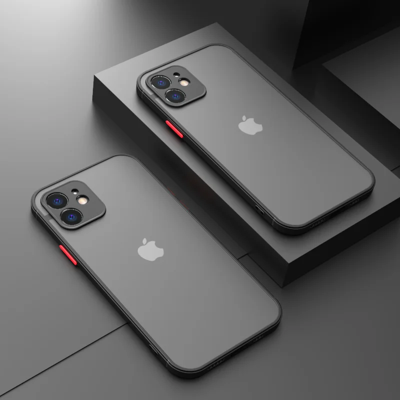 thumbnail image 1 of Shockproof Armor Matte Case For iPhone 13 11 12 14 Pro Max Mini X XS XR 7 8 Plus Luxury Silicone Bumper Clear Hard PC Cover Capa, 1 of 5
