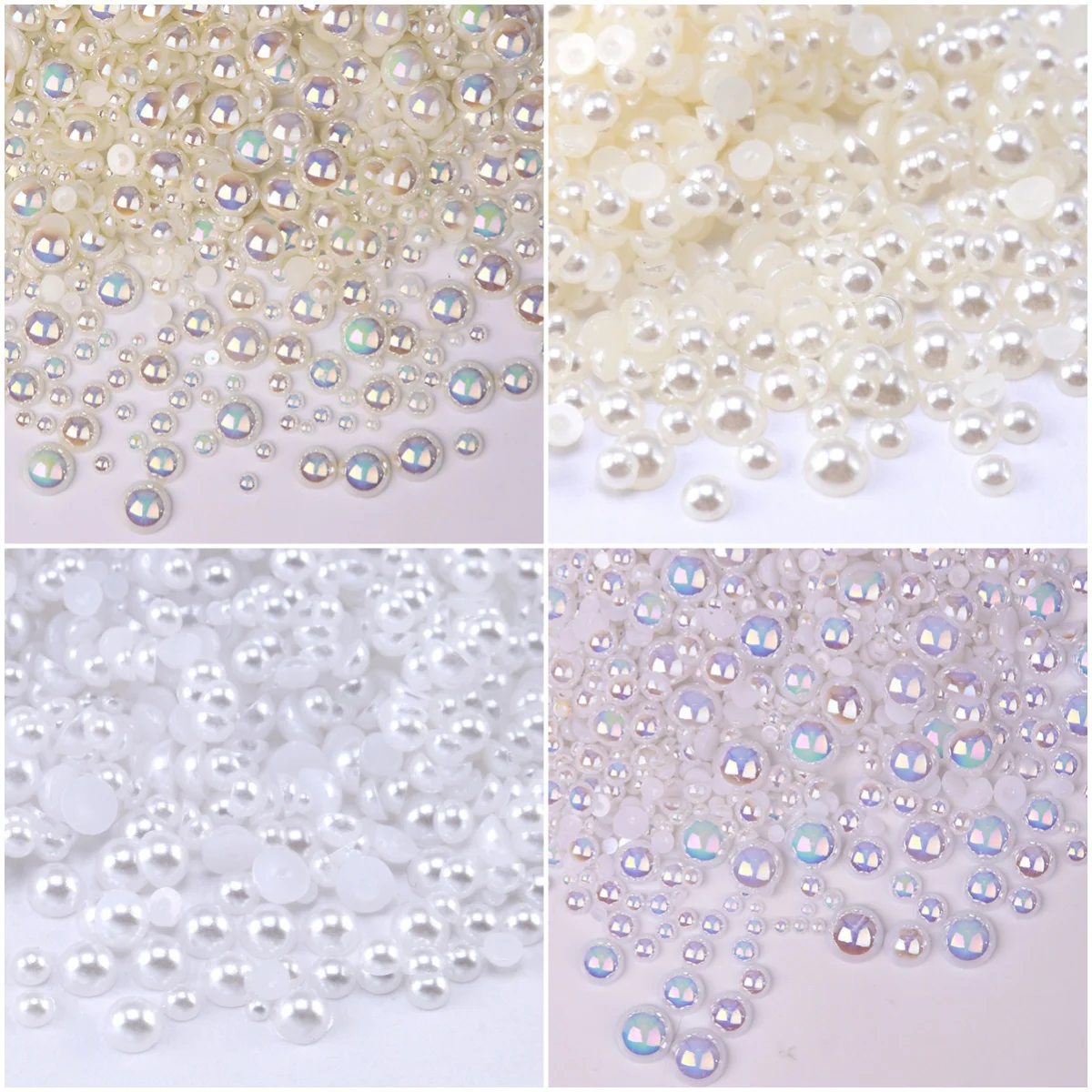 Elegant White/Beige Imitation Pearl Half-Round Beads