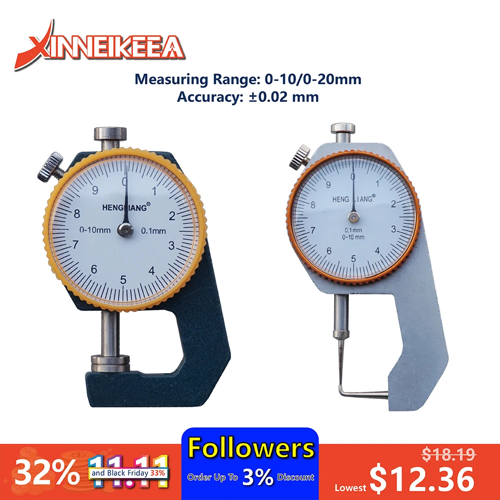 ThicknessGauge010mm020mmFlatTipCurvedTipClothLeatherFilm