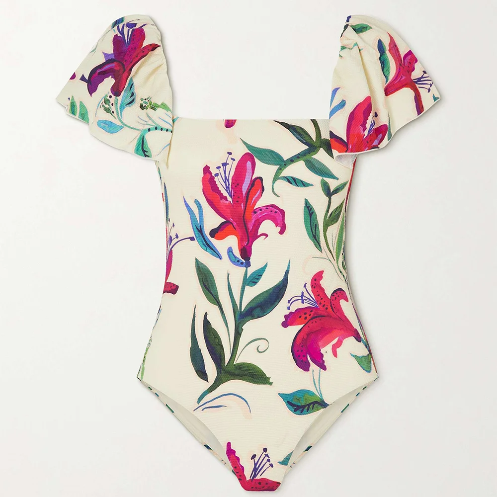 Женская пляжная одежда с цветным цветочным принтом