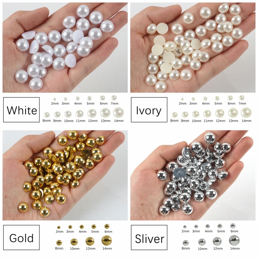 Pearl Nail Art Beads Flat Back Pearl Nail Gems Half Round Pearls Flatback  Pearl Beads Pearl Nail Charms For Acrylic Nail - AliExpress