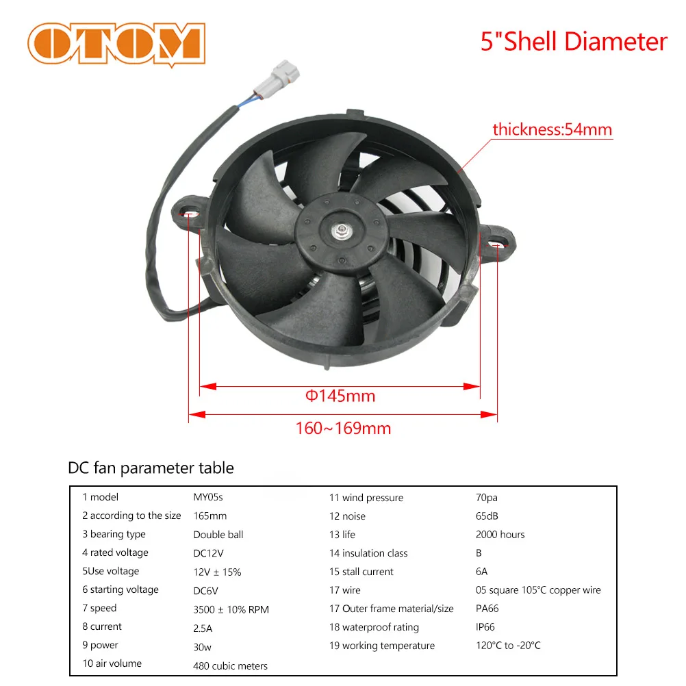 OTOM Universal Motorcycle Radiator Cooling Fan Oil Cooler Water Cooler Electric Fan 4inch 5inch For All Dirt Bike Motocross ATV