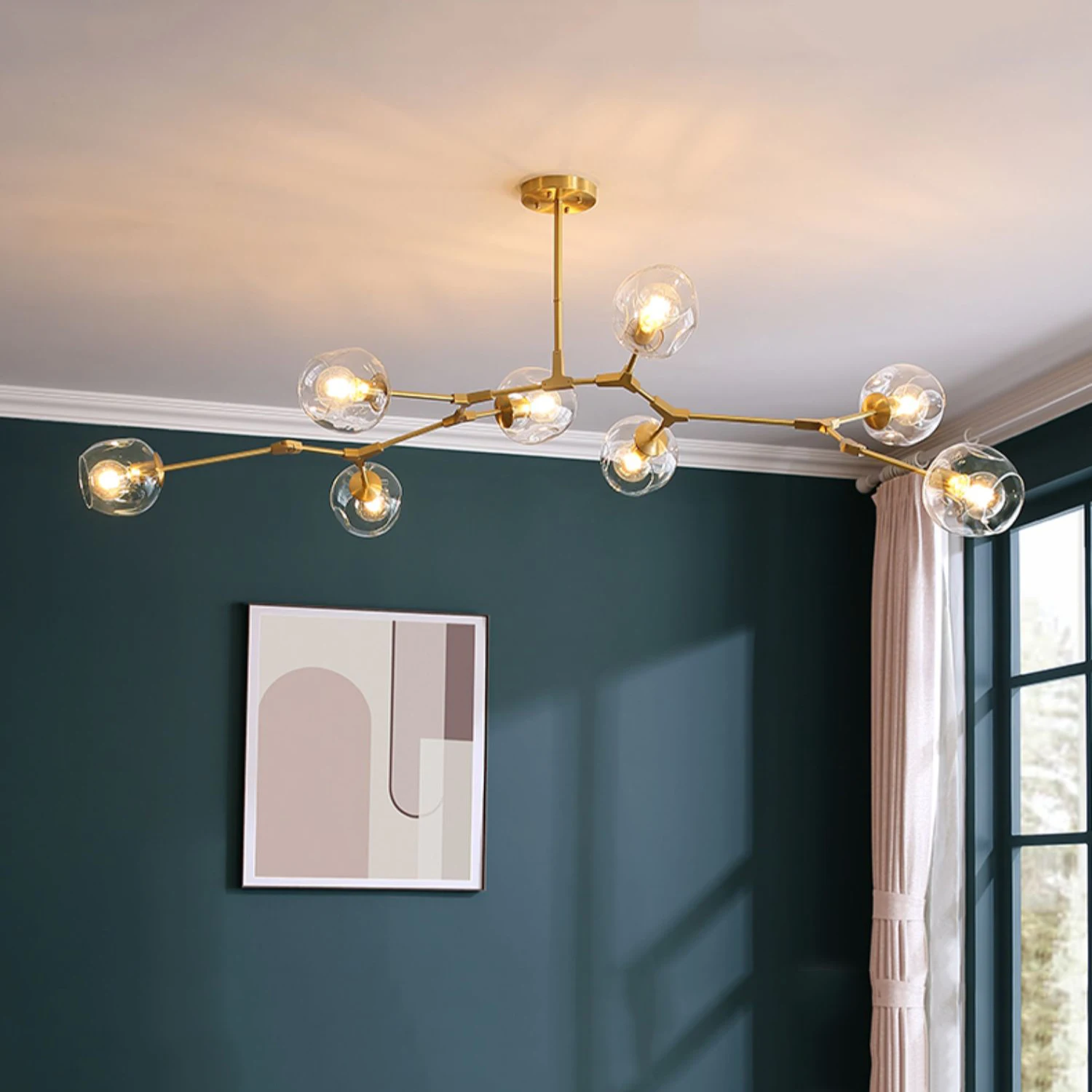 

Nordic LED Glass Chandelier For Living Room Dining Villa Bedroom Modern Pendant Light Home Indoor Decor Hanging Lamp Lighting