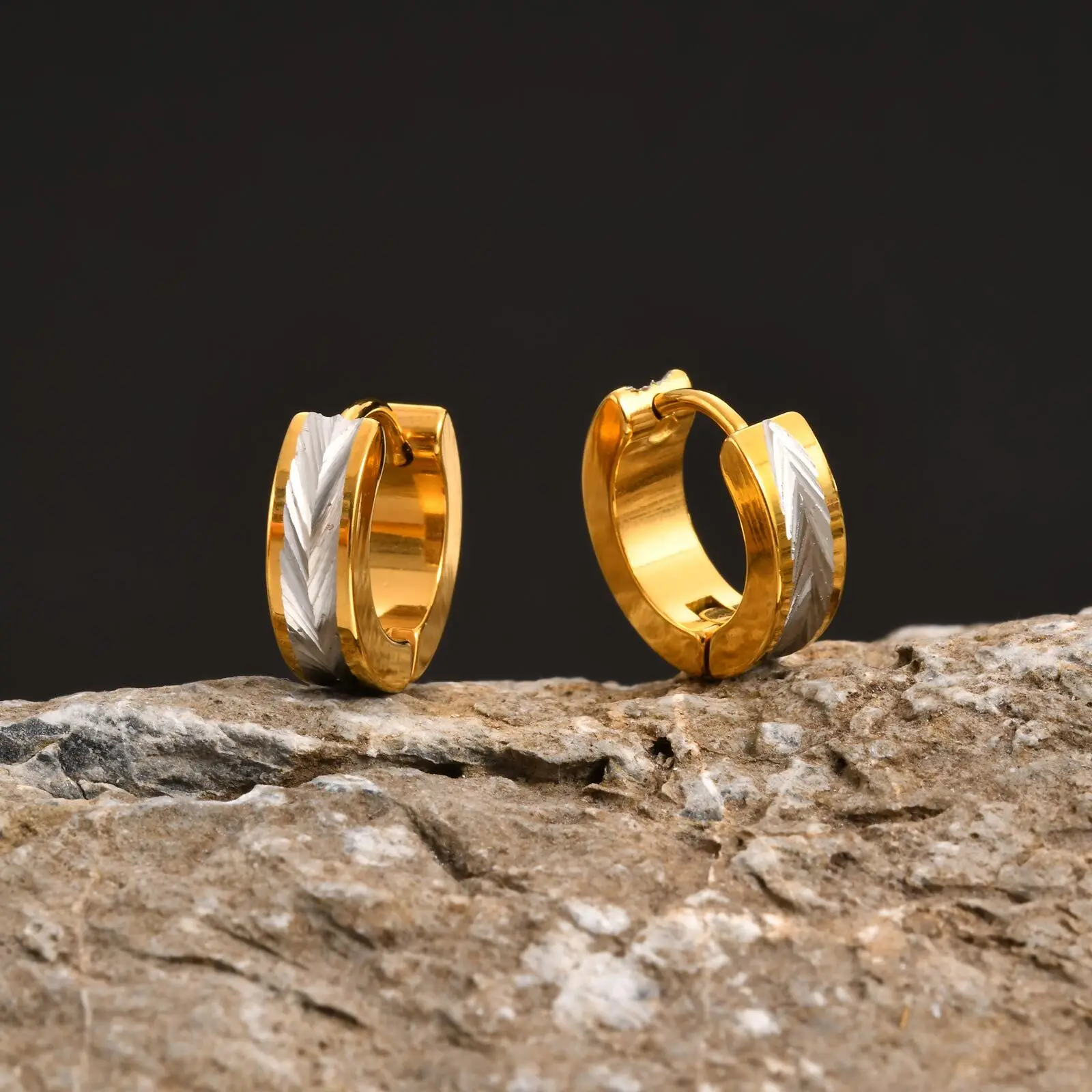 Cordino Occhiali Orecchini Creoli Pieghevoli In Acciaio Inox - Stile Huggie, Unisex, Per Uomo E Donna Creoli Doppio Lato Senza Marca - Foto 9