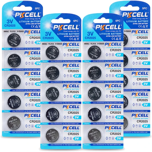 20Pcs PKCELL CR2025 CR 2025 ECR2025 BR2025 Lithium Button Cell Battery For  Remote Control LED tea light vibes Calculators Car