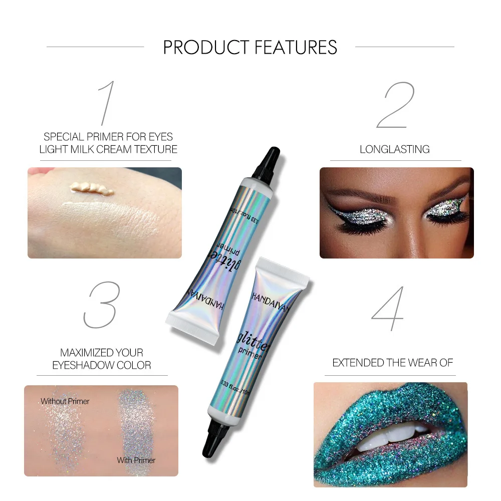 10ML Glitter Primer Makeup Glue Flash Eye Shadow Gel Face Eye Body Sequin Primer Eyeshadow Long-lasting Brilliant Makeup Primer 5