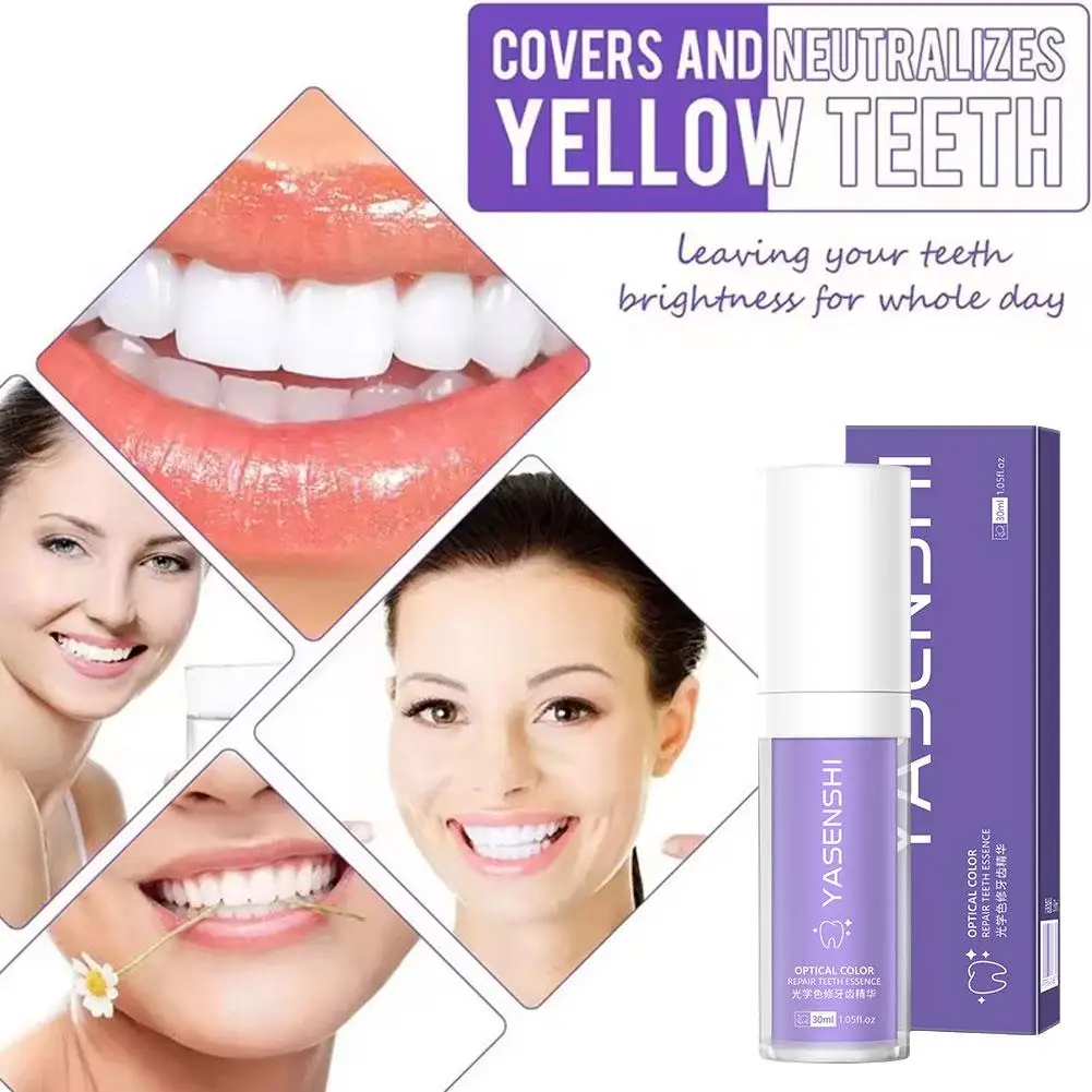 

V34 30ml Purple Whitening Toothpaste Remove Stains Reduce Yellowing Care For Teeth Gums Breath Brightening Teeth U1h4