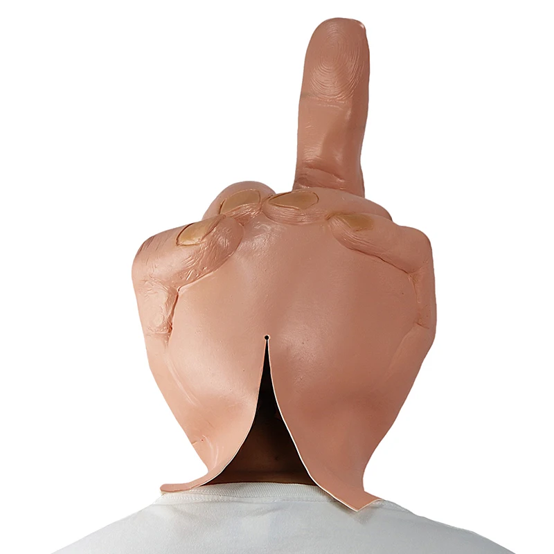 Creative Personality Despises Vertical Middle Finger Latex Mask Halloween Creepy Fingers Cosplay Spoof Headgear Props Half Face Mask Masquerade Mask Full Face Mask Cosplay Hats Game Cosplay Props
