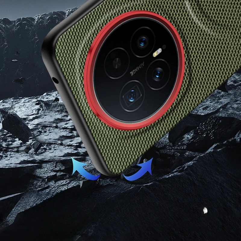 Luxury ELVEV Magnetic Weave PU Leather Anti-fall Case with Wireless Charging