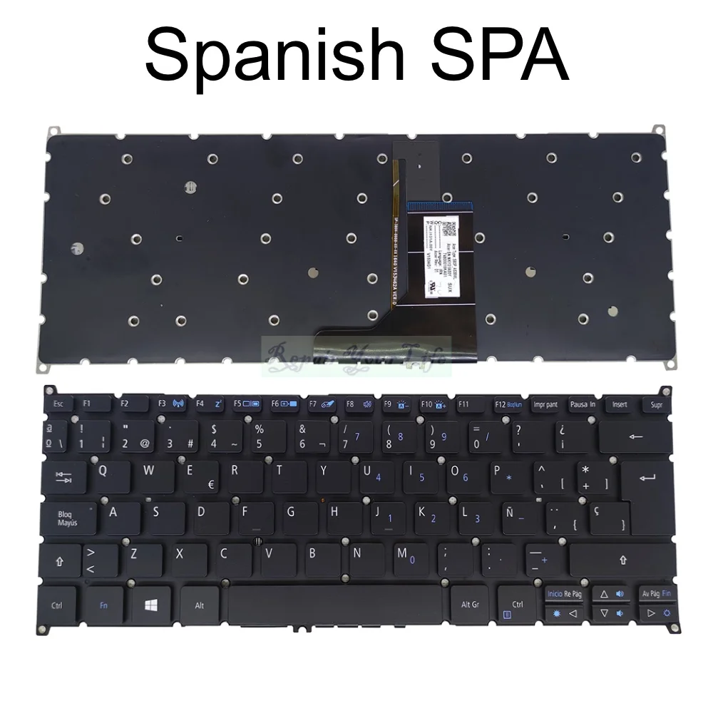 Teclado Retroiluminado para Acer Spin Eua Espanhol la Sp11331 Sp51351 Sp113-31-p6nz C17e P0zn C1q6 C0y0 Sb3p _ A53bwl Nki131a008