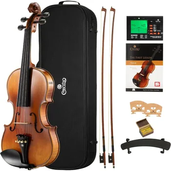 Violin 4 4 Full Size Kit Hand Oil Rub Highly Flamed 1Piece Back Solidwood Violin with D'Addario Prelude Strings Size 4 4 Full S