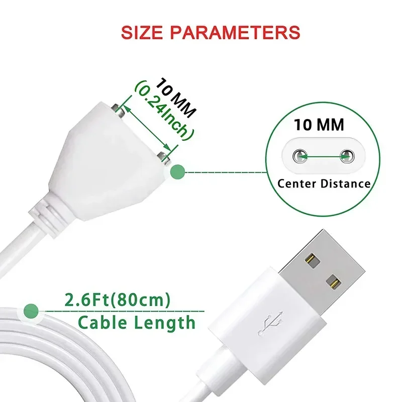 USB Magnetic Charging Cable Replacement Charger Cord for Wand Massager Rechargeable Toys -(10MM-0.39Inch/8MM-0.31In）
