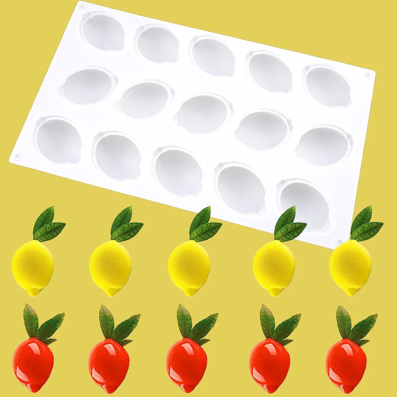 

15 Cavity Lemon Cake Mold Creative Fruit Shape Silicone Mousse French Dessert Mould Chocolate Pastry Decorating Tool Bakeware
