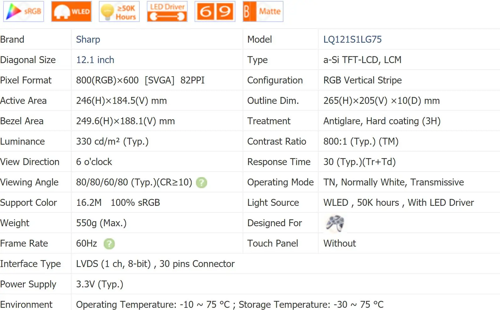 Inch Lcd Industrial Pronto em Estoque Lq121s1lg72 Lq121s1lg74a Lq121s1lg75 12.1 - Imagem 6