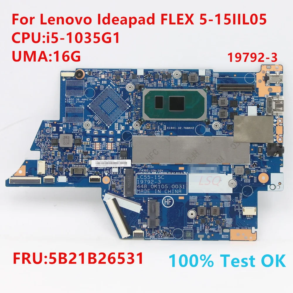 

Материнская плата для ноутбука Lenovo Ideapad Flex 5-14IIL05 19792-3 CPU I5 I7 RAM 16 ГБ 100% ТЕСТ ОК