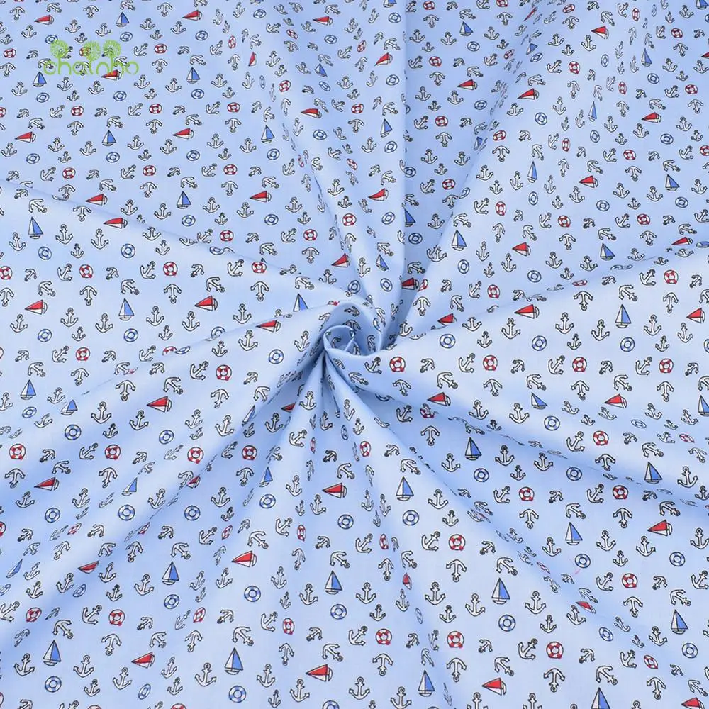 Chainho,Printed Twill Weave Cotton Fabric,DIY Sewing Quilting Material,Patchwork Cloth,8 Designs Ocean Series,2 Sizes,15C138