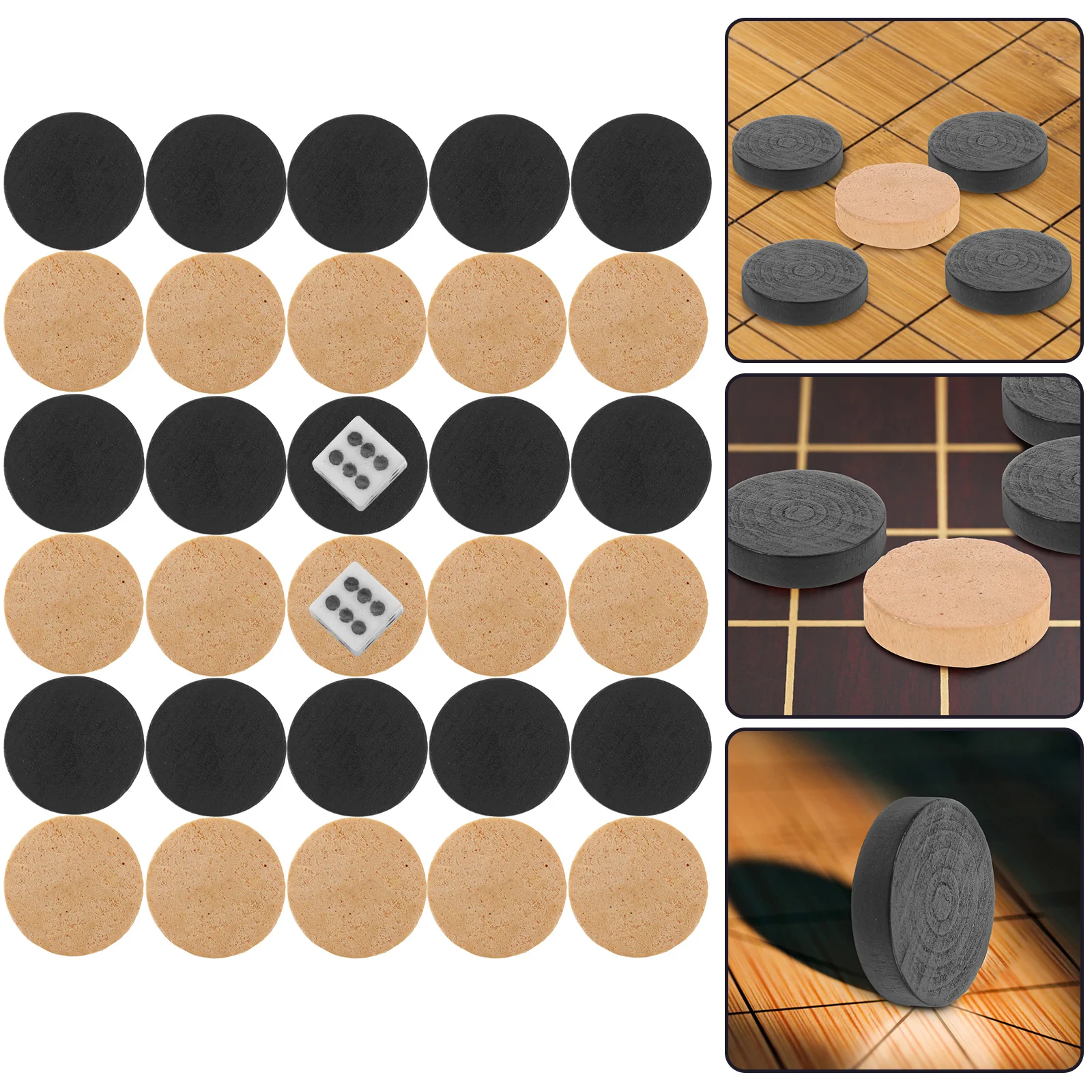 Wooden Draughts Backgammon Black White Chess Pieces Unique Chess for Draughts Checkers for Creative Simple Gifts for Play