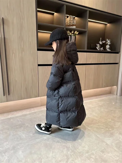 여아용 긴 캐주얼 다운 코트