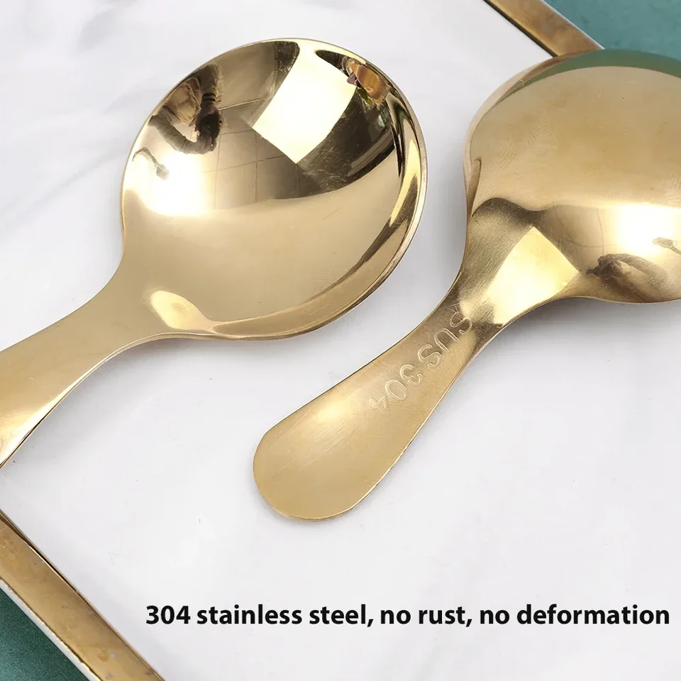 Set Di 4 Mini Cucchiai In Acciaio Inox Con Manico Corto – Oro E Argento – Per Gelato, Dessert, Spezie, Caffè