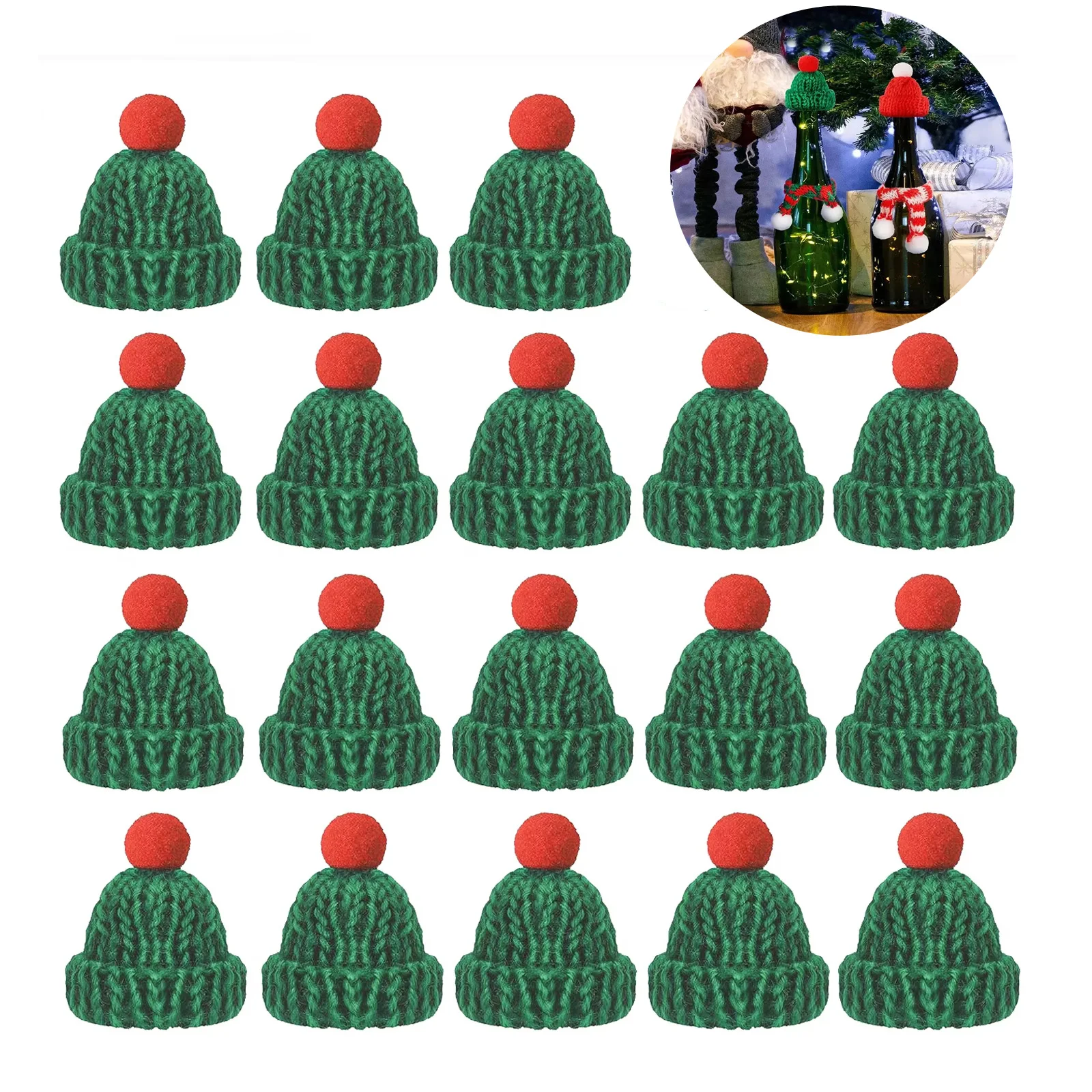 Mini Christmas Beanie Hat And Scarf Red Wine Bottle DIY Christmas Decoration Doll Decoration Accessories