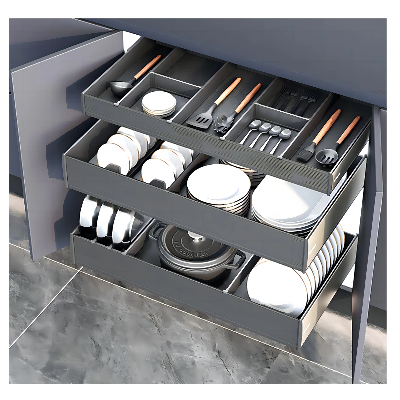 Goldmine 3 Tier Pull Out Cabinet Organizer Kitchen Cabinet Pull Out Basket Pullout Kitchen Aluminium Basket