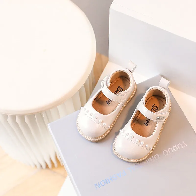 

DIMI 2023 Spring/Summer Baby Girl Shoes Microfiber Leather Princess Shoes Fashion Pearl Flat Infant Toddler Shoes T2335