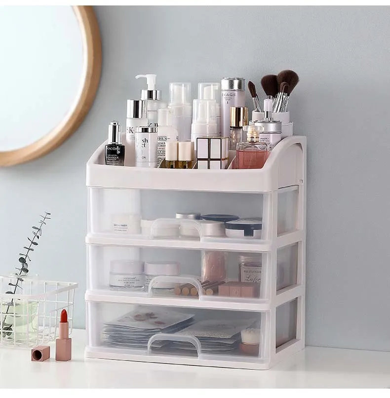 Cosmetic, Makeup Brush And Jewelry Storage Box Rack