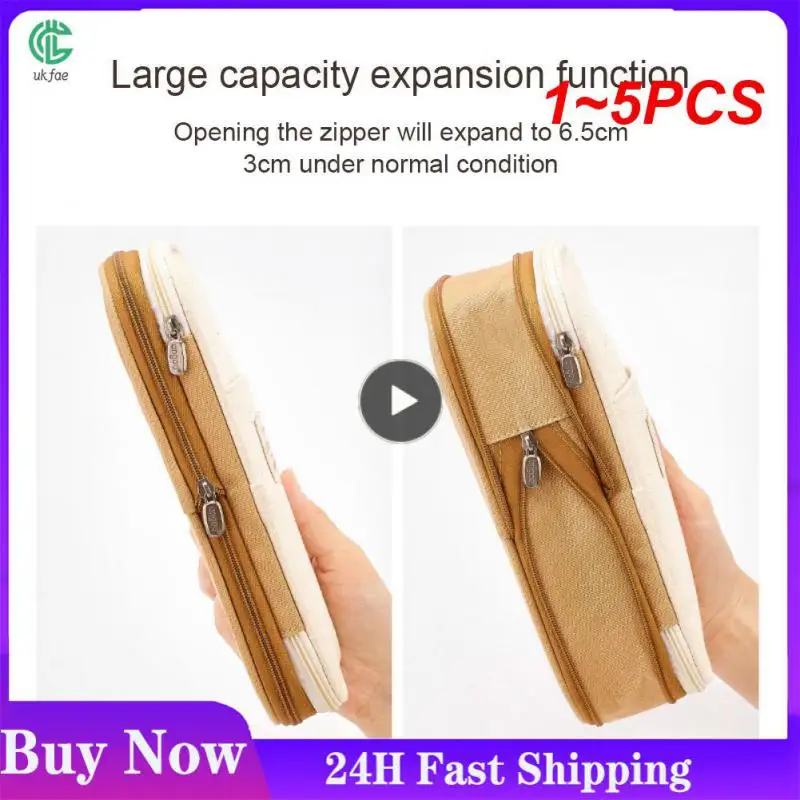 

1~5PCS Large Capacity Pencil Case Stationery School Supplies Pencil Cases Pouch Office Desk Storage Bag Students Kids Pen Case