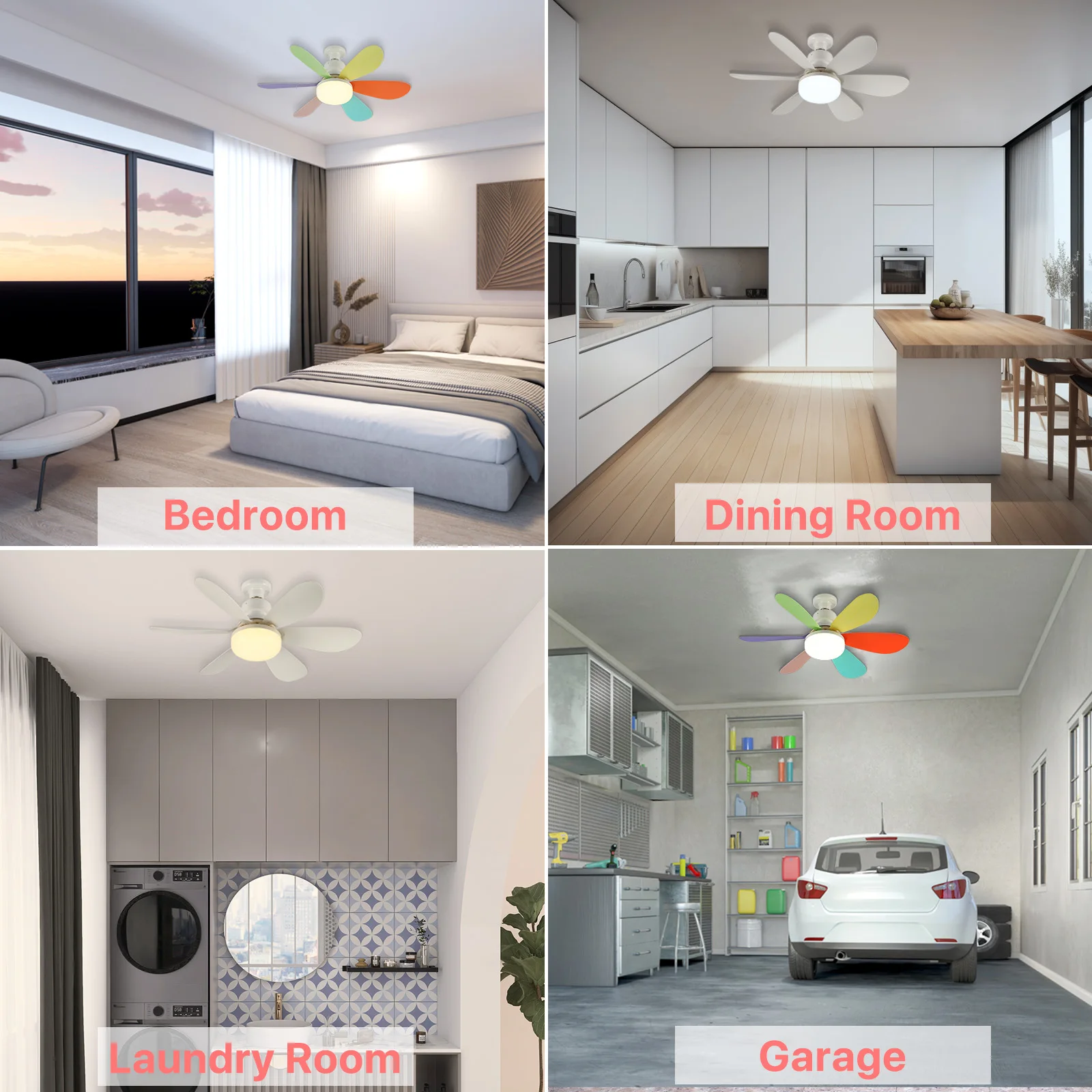AC 110V 220V Modern Ceiling Fan Light With Remote 3000K-6500K Dimmable Wireless Silent 40W E27 Base Fans Lighting for home use