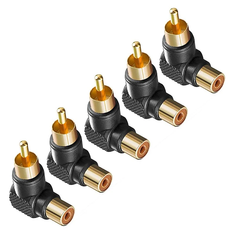 금도금 L자형 로터스 Rca 직각 엘보, 암수 변환 플러그, 90 도