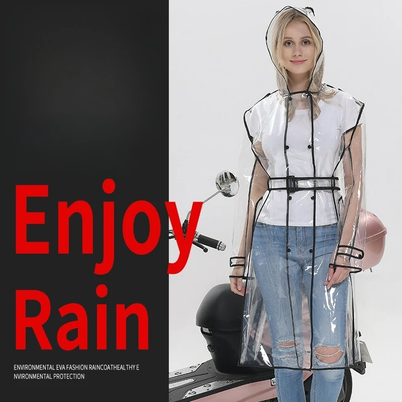 New Design EVA Raincoat with Transparent Edging | Korean Style Windproof Cloak | Lightweight Waterproof Outdoor Coat for Adults