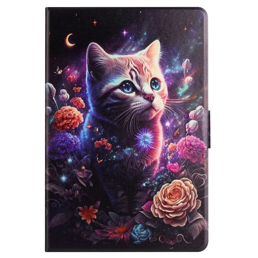 Cute Cat Imprint PU Leather Wallet Tablet Cover