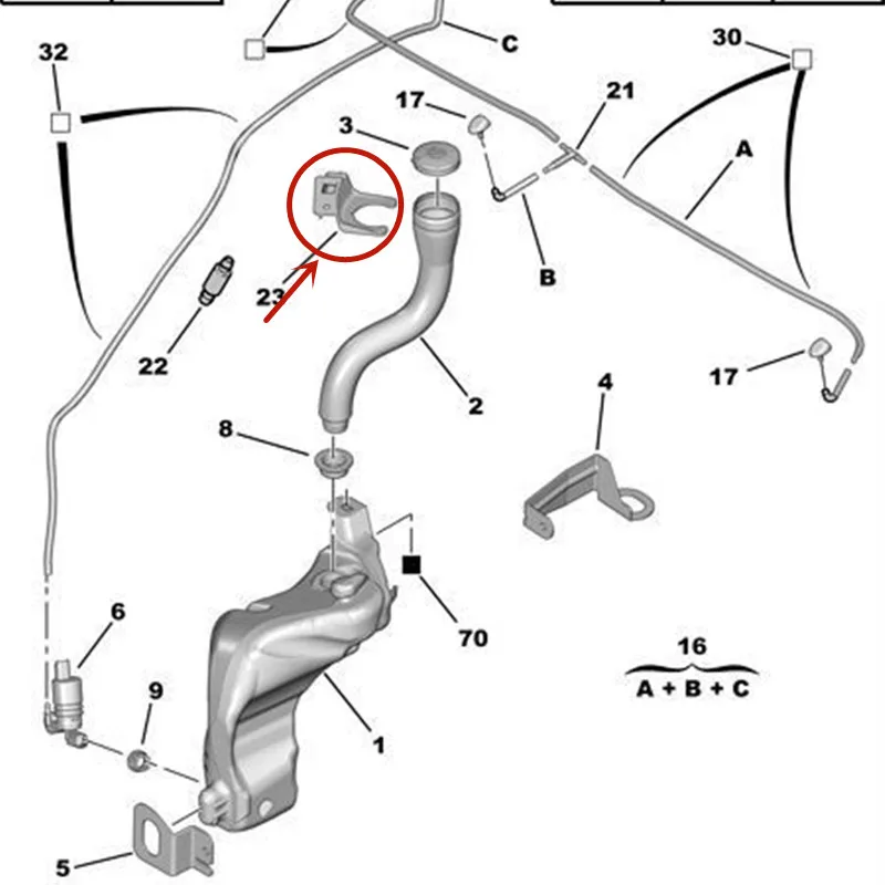 푸조 307cc SW 시트로엥 C4 스프레이 탱크 주입관 브래킷 필러 파이프 지지대 고정 브래킷 643990 6431F5