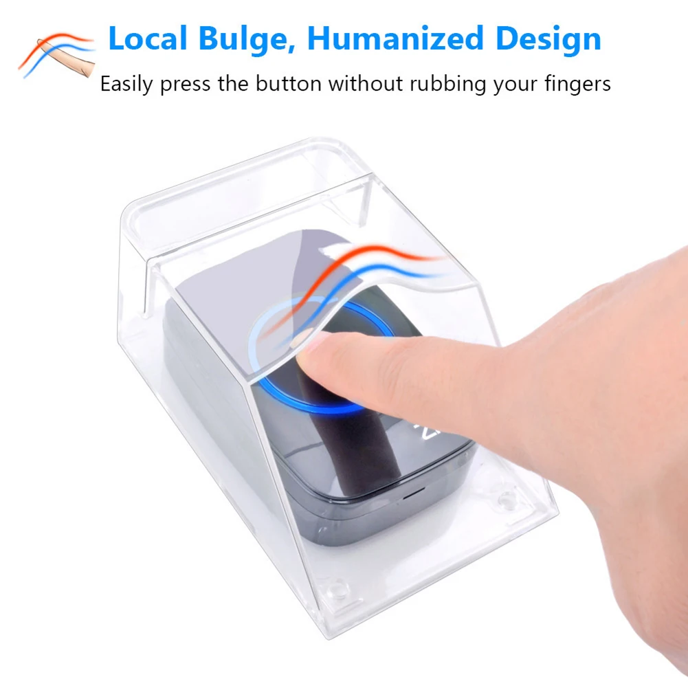 Waterproof Outdoor Transparent Cover for Wireless Doorbell Home Door Bell Ring Button Double-Sided Tape Transmitter