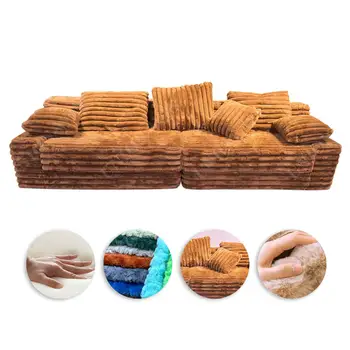 Nordic Design Living Room Sofa Sectional Sofa Set Corduroy Modular Upholstered Foam Vacuum Compression Sofa 1