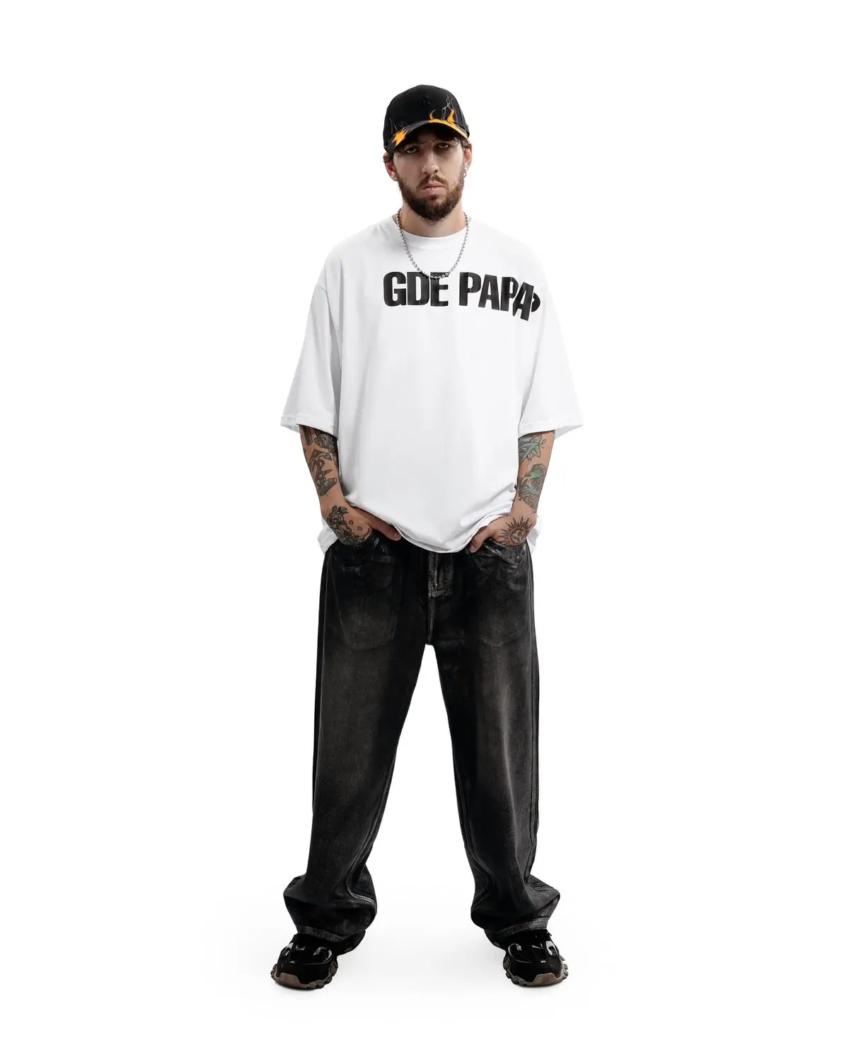 Hip Hop Streetwear Men Tshirt Oversized Short Sleeve GDE PAPA Graphic Print Y2k Tops Tee Harajuku Goth Aesthetic Clothing Cotton