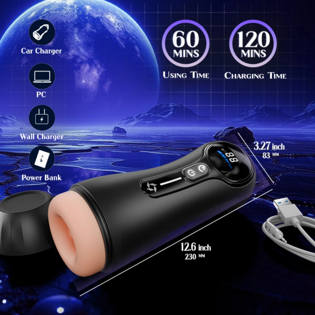 KUSHOR Automatic Male Sucking Masturbator LCD Display Masturbation Cup With 9 Vibrating Mode Pocket Pussy Adult Sex Toys for Man