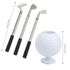 Mini Desktop Golf Ball Pen Holder with 3 Golf Cue Pens Plastic Golfer Souvenir Set Gift 6