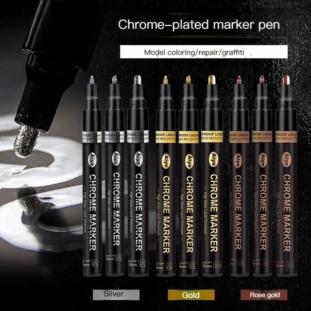 BetterZ Marker Pen Waterproof High-gloss DIY Supplies Liquid Chrome Paint  Pen for Model Silver B