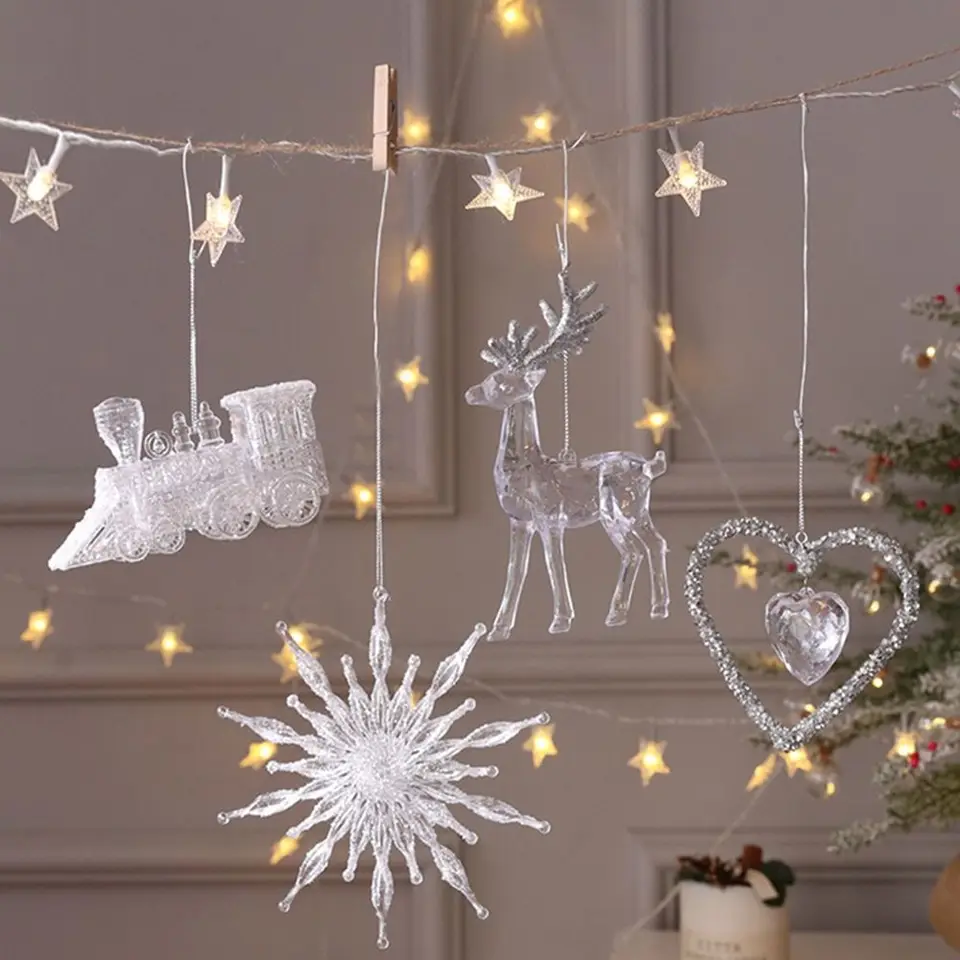42 Peças De Enfeite De Natal Em Acrílico Redondo Transparente Com Fita Vermelha Para Decoração De árvore De Natal (7,6 Cm