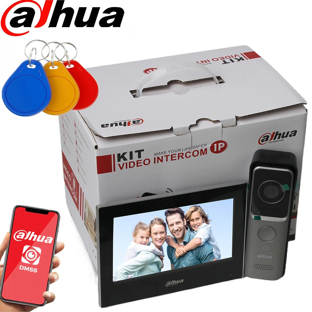 

Dahua DHI-KTW02 PoE Video Intercoms Kit VTO2311R-WP WiFi Villa Door Station VTH2621G-WP Wifi IP Indoor Monitor For Home Security