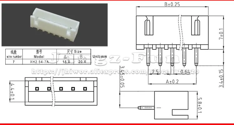 P様 4点 専用ページ 100pcs 7P JST XH 2.54 Plug 2.54mm XH2.54 7 Pin Male Female
