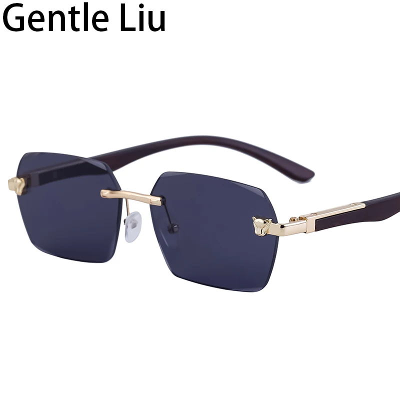 

Small Rectangle Rimless Sunglasses Men 2024 Luxury Brand Vintage Frameless Sun Glasses For Male Anti Blue Light Eyeglasses Shade