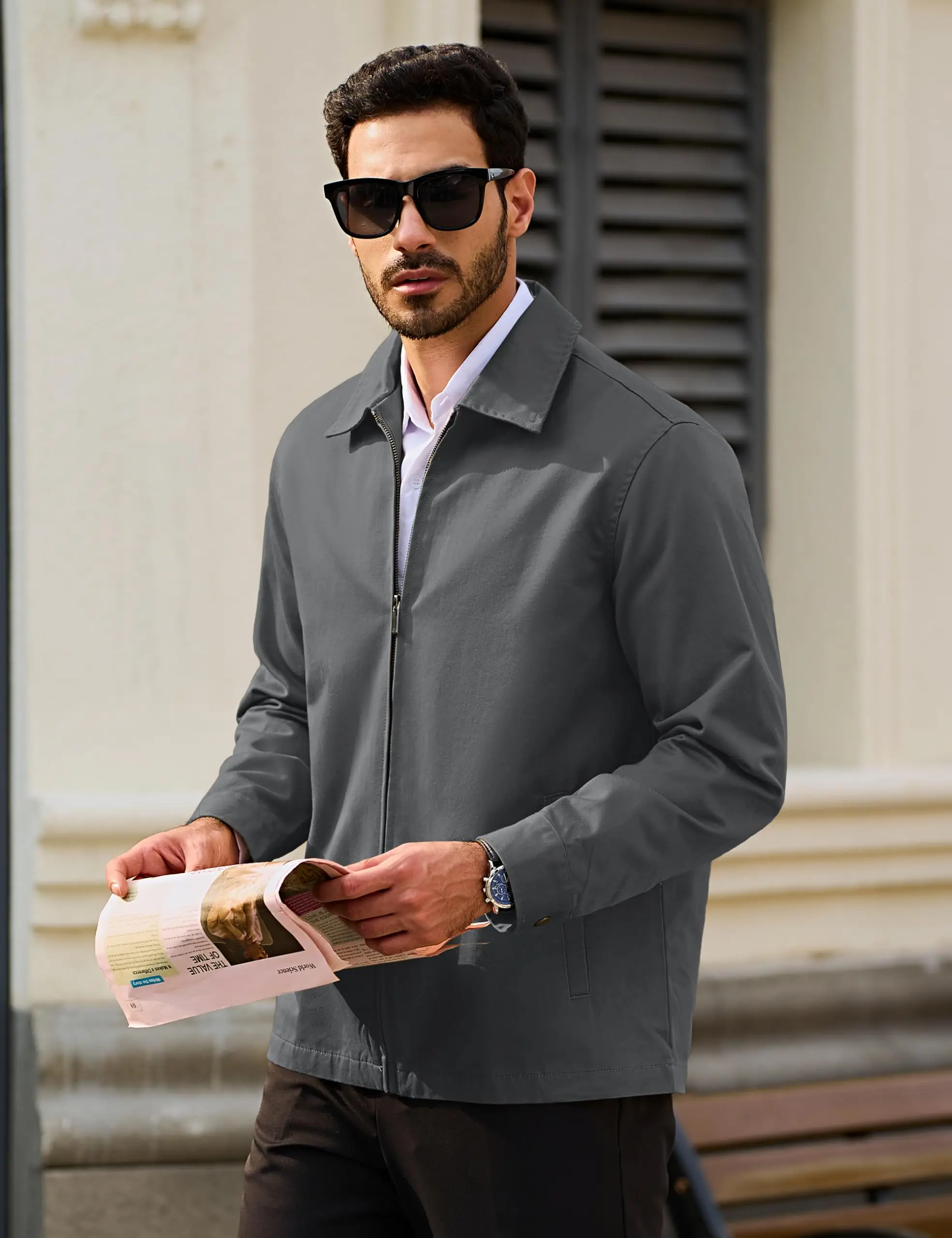 Xzbqbs Men's Washed Cotton Workwear Jacket Sherpa Lined Utility Jacket Thick Warm Winter Jacket Zip Up Fleece Lined Long Sleeve Coat