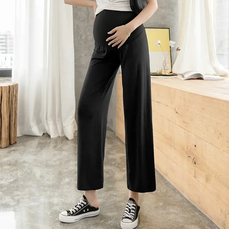 Spring Thin Fashionable Outwear Loose Casual Straight Trousers Maternity Clothes Pregnant Women's Pants 4