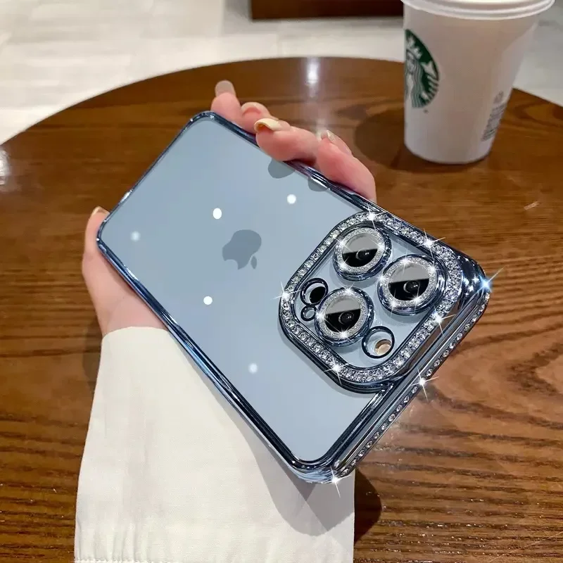 Elegant Rhinestone Jewelled Clear Case with Soft Silicon Cover