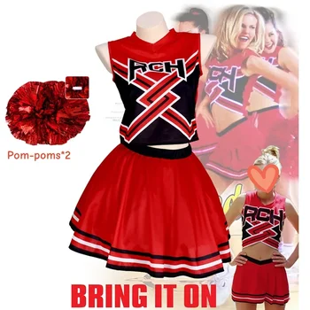 RCH Red Toros Bring it On - Uniformi da Cheerleader per il Divertimento nel Gioco di Football, Costume di Halloween, Cosplay per Donne e Ragazze, Outfit Unici
